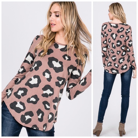 🛍LAST 1! Rosey Brown Animal Print Tunic! 💕 - Picture 4 of 7
